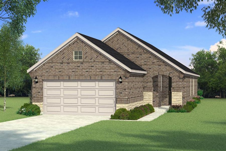 Front exterior of a new home in Walden Pond, Forney, TX, highlighting curb appeal (Image 1). Front exterior of a new home in Walden Pond, Forney, TX, highlighting curb appeal (Image 1).