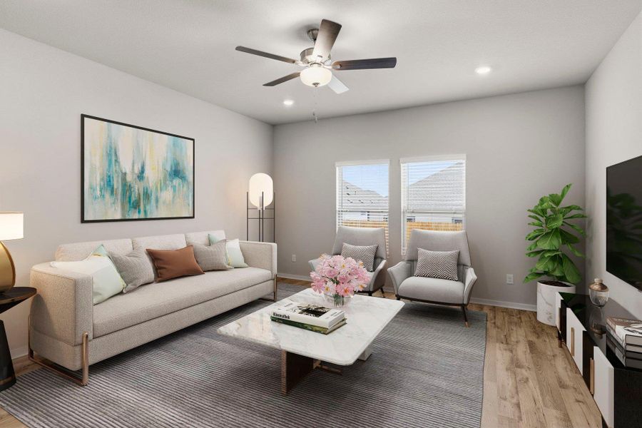 Open Concept Family Room - Virtually Staged