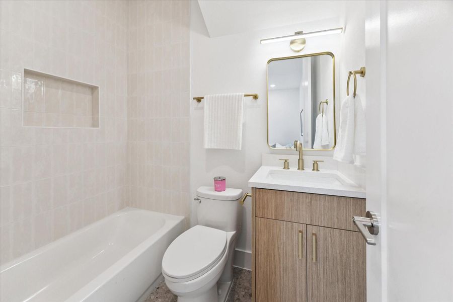 The first floor private full bath. The first floor private full bath.