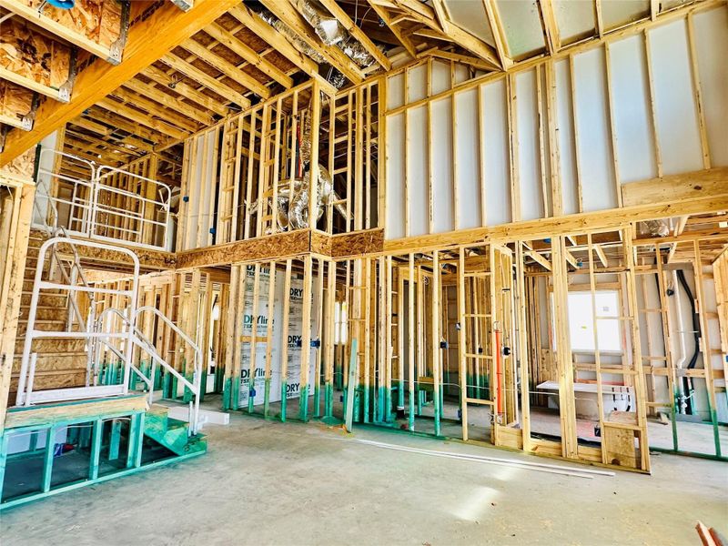 Open Concept Family Room with soaring ceiling