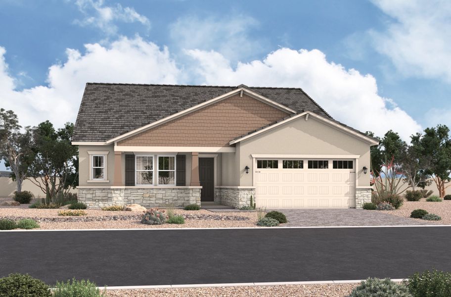 Representative exterior photo of a completed home built from the Crescent by Beazer Homes in Sanctuary, Phoenix, AZ (Image 2). Representative exterior photo of a completed home built from the Crescent by Beazer Homes in Sanctuary, Phoenix, AZ (Image 2).