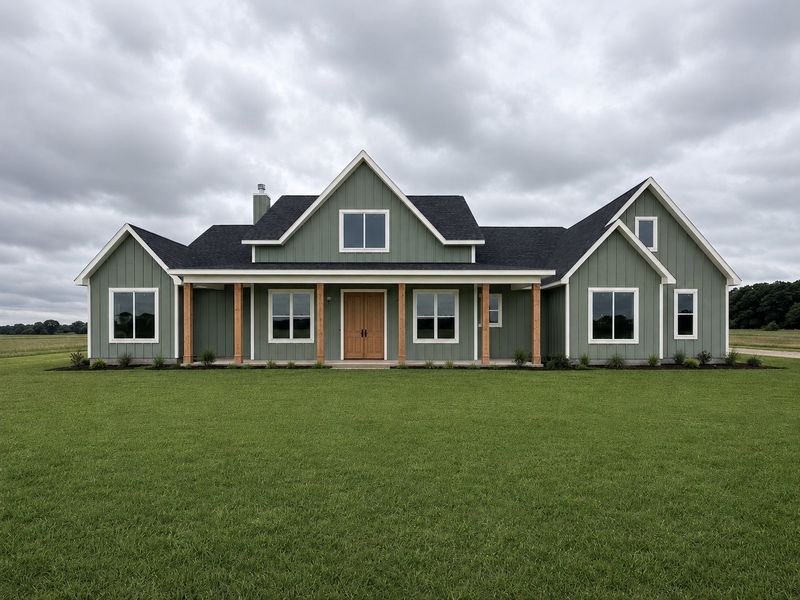 Representative exterior photo of a completed home built from the The 2500-4 by Zeal Home Builders in Oak Water Ranch, Granbury, TX (Image 1). Representative exterior photo of a completed home built from the The 2500-4 by Zeal Home Builders in Oak Water Ranch, Granbury, TX (Image 1).