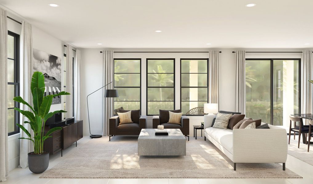 Great room adjacent to the dining area