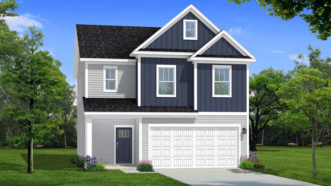 Representative exterior photo of a completed home built from the Beramont by DRB Homes in Harrier Point, Woodruff, SC (Image 22).