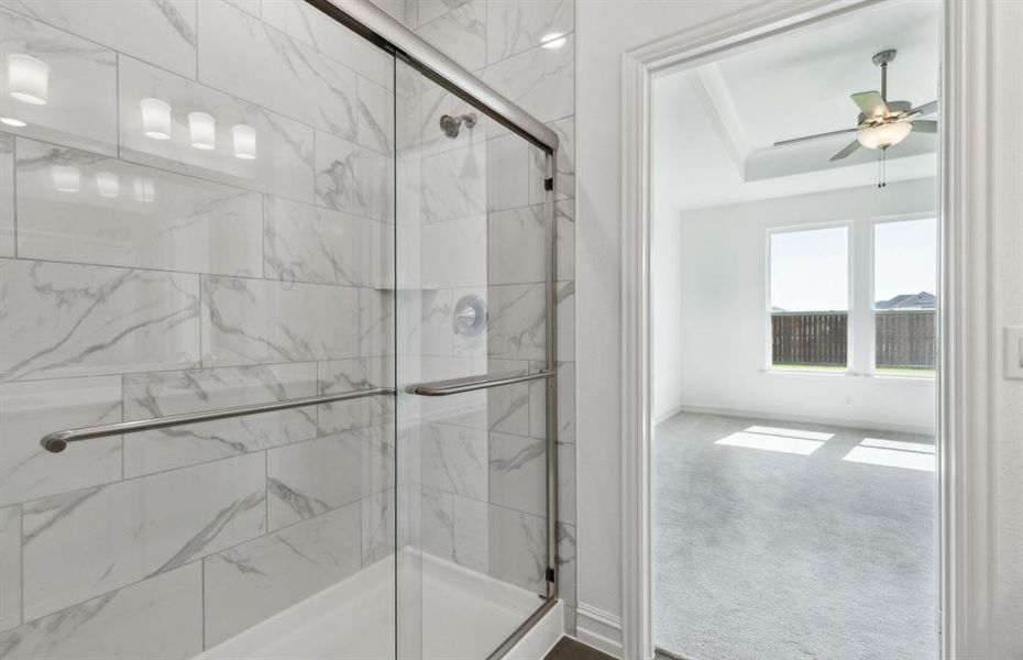 Luxurious owner's bath complete with double sinks and a generous shower *Real home pictured Luxurious owner's bath complete with double sinks and a generous shower *Real home pictured