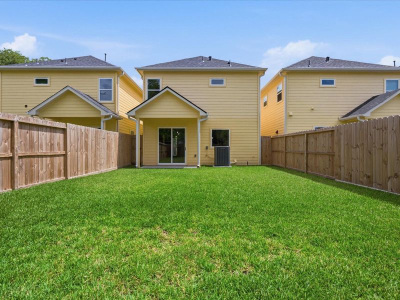 Rare for a central Houston location, the fenced backyard offers plenty of room for pets, play, gardening, or future outdoor enhancements. Rare for a central Houston location, the fenced backyard offers plenty of room for pets, play, gardening, or future outdoor enhancements.