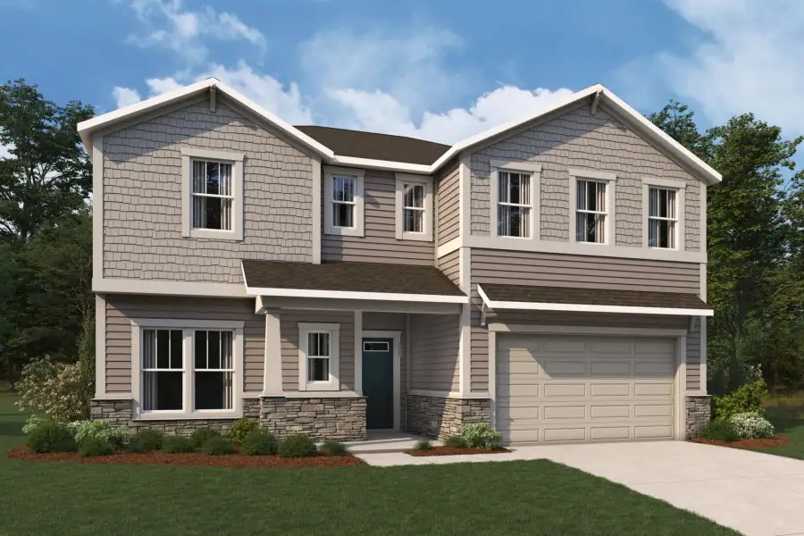 Front exterior of a new home in RiverTown, St. Johns, FL, highlighting curb appeal (Image 1). Front exterior of a new home in RiverTown, St. Johns, FL, highlighting curb appeal (Image 1).
