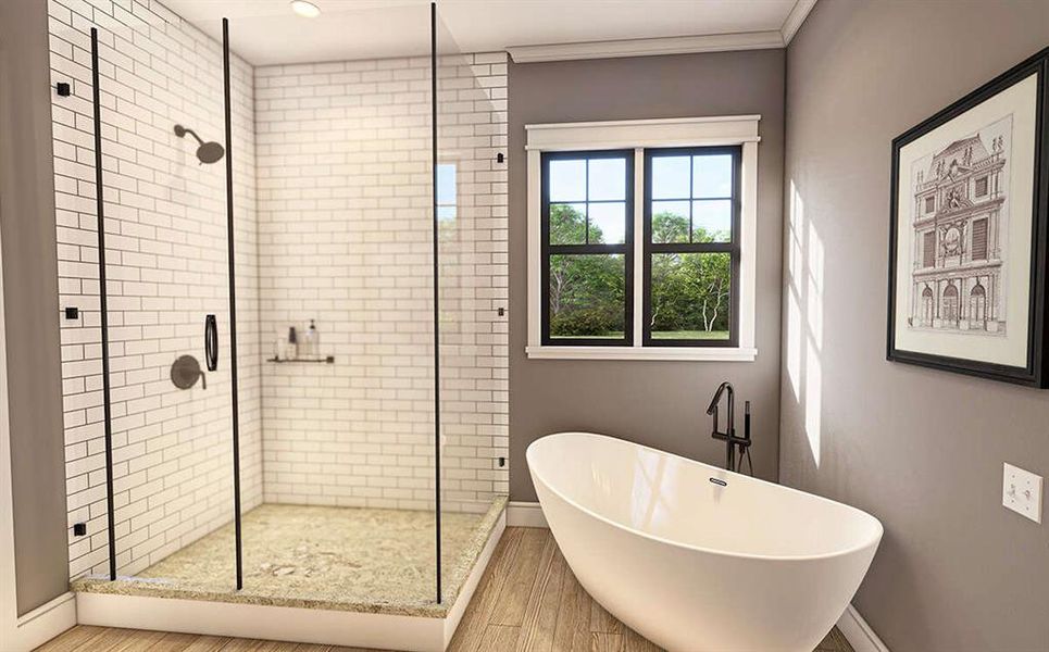 Soak in master tub, separate from the walk-in shower!