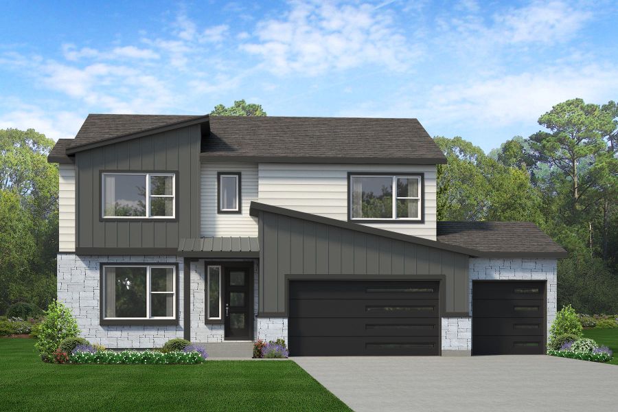 Representative exterior photo of a completed home built from the Gunnison by Risewell Homes in Cherry Meadows, Brighton, CO (Image 16).