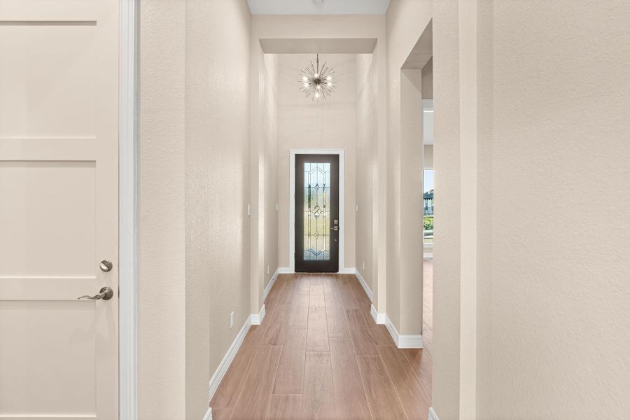 The front entry way and door.