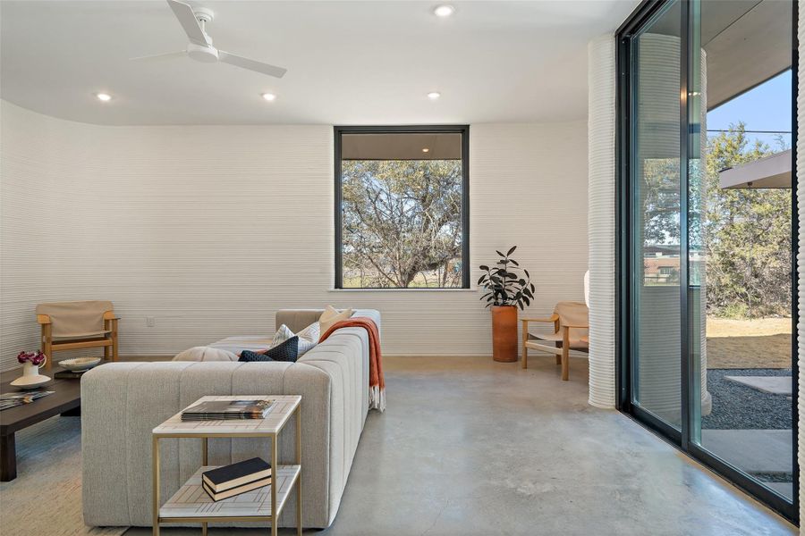 Living room with ceiling fan