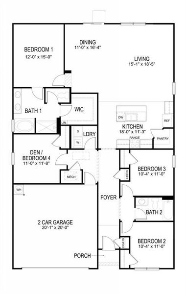 2D floor plan layout of this home in Lost Creek, Dallas, GA (Image 4).