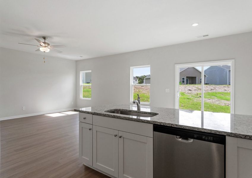 View from the kitchen throughout the living area.