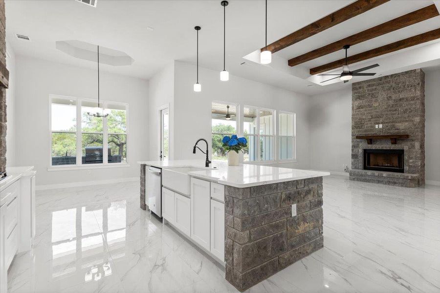 Kitchen Island with Travertine Sink Kitchen Island with Travertine Sink