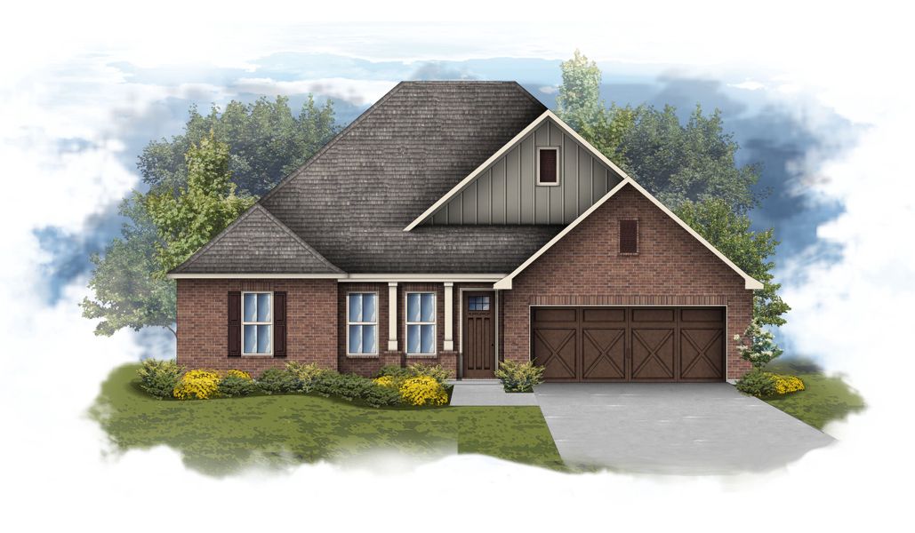 Representative exterior photo of a completed home built from the Covenant III H by DSLD Homes in Longleaf, Lumberton, TX (Image 1). Representative exterior photo of a completed home built from the Covenant III H by DSLD Homes in Longleaf, Lumberton, TX (Image 1).
