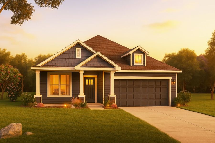 Representative exterior photo of a completed home built from the Hunters Crossing Olive 2192 by Brohn Homes in Hunters Crossing, Sealy, TX (Image 12).