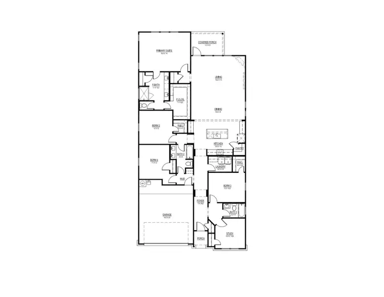 2D floor plan layout for the The Alamo by Joseph Creek Homes in Megan's Landing, Castroville, TX (Image 3). 2D floor plan layout for the The Alamo by Joseph Creek Homes in Megan's Landing, Castroville, TX (Image 3).