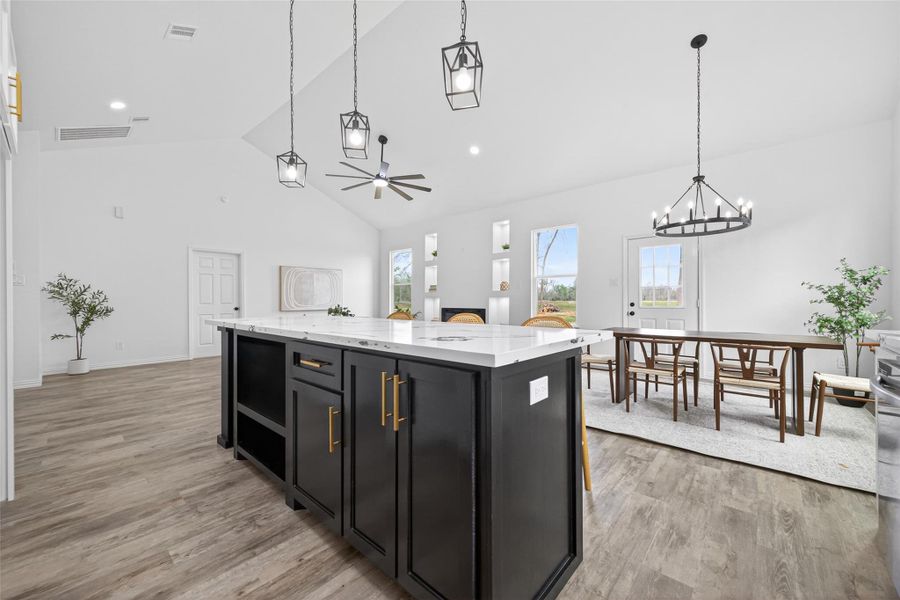 Spacious island with plenty of prep space and room for casual seating.