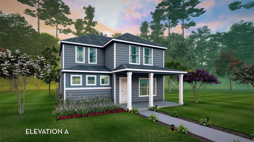 Front exterior of a new home in Austin Point, Richmond, TX, highlighting curb appeal (Image 1).