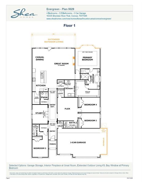 2D floor plan layout of this home in Evergreen 60', Conroe, TX (Image 3).