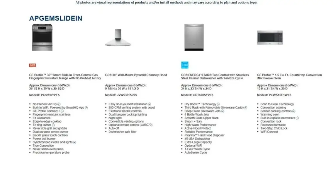 GE Profile upgraded appliance package GE Profile upgraded appliance package