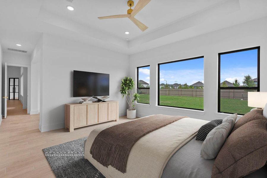 The large main suite includes a separate retreat room. Representative image.
