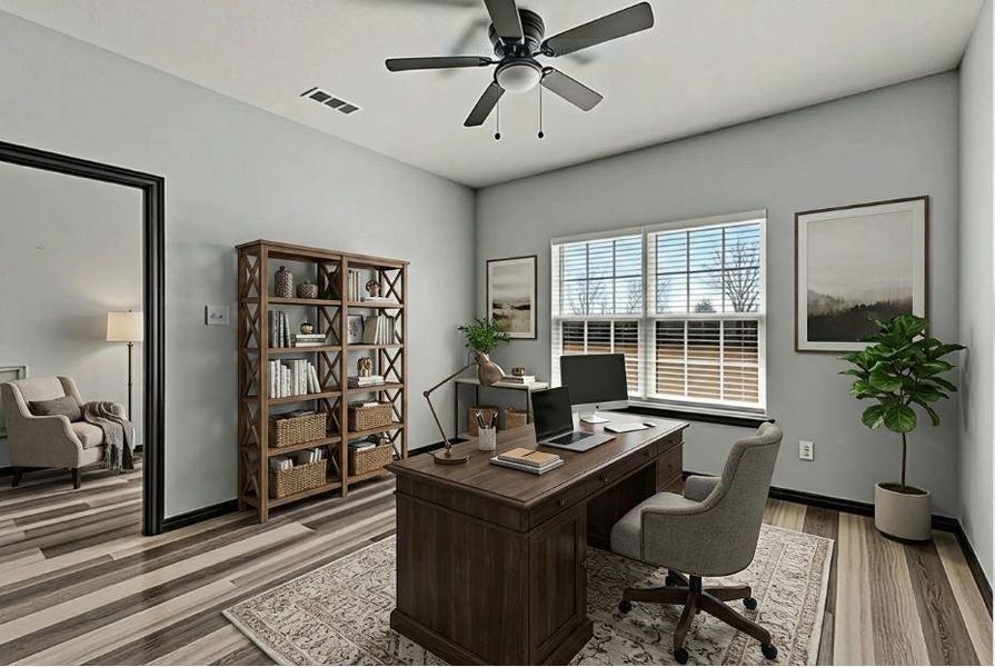 STAGED PHOTO of flex space as office