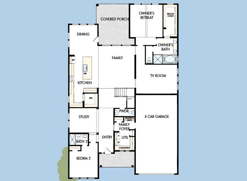 2D floor plan layout for the The Presidio by David Weekley Homes in Prairieland Village 60' Homesites, Cypress, TX (Image 4).