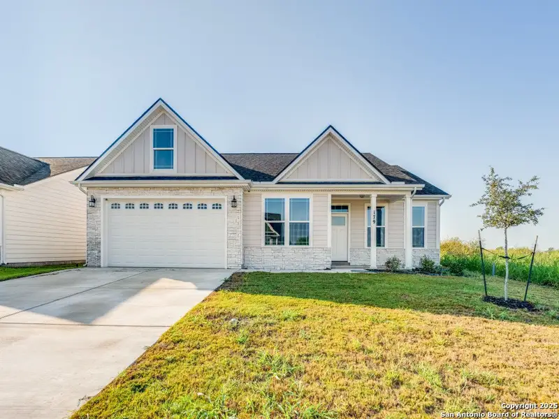 Front exterior of a new home in Marion Park, Marion, TX, highlighting curb appeal (Image 1).
