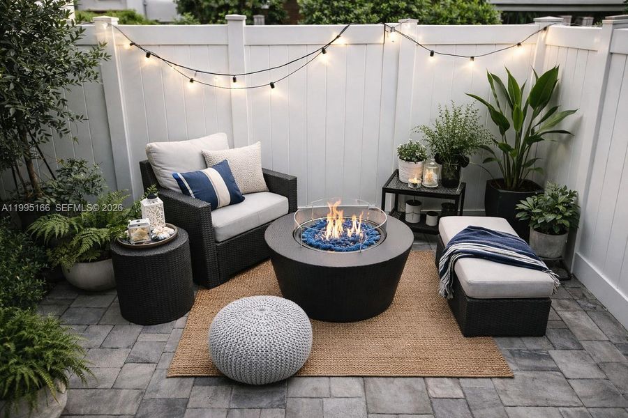 Private patio perfect for outdoor living and relaxation Private patio perfect for outdoor living and relaxation