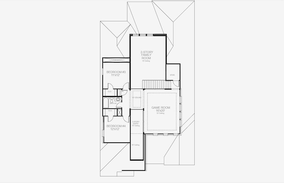 2D floor plan layout for the 2942H by Perry Homes in Meraki 50', Forney, TX (Image 5).