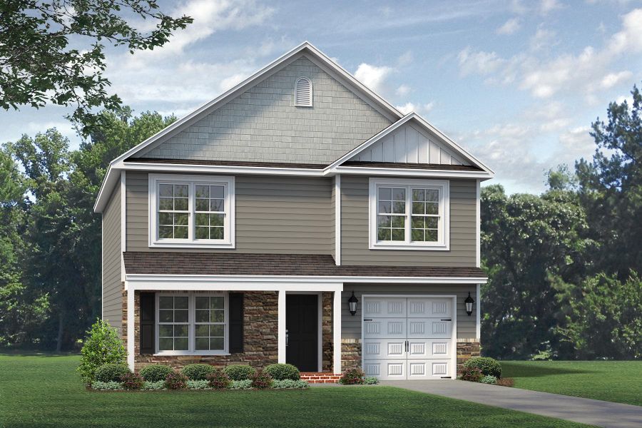 Representative exterior photo of a completed home built from the Vermont by Keystone Homes NC in Brassfield Meadows, Burlington, NC (Image 31). Representative exterior photo of a completed home built from the Vermont by Keystone Homes NC in Brassfield Meadows, Burlington, NC (Image 31).