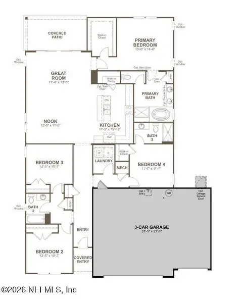 2D floor plan layout of this home in Woodland Reserve, Jacksonville, FL (Image 4). 2D floor plan layout of this home in Woodland Reserve, Jacksonville, FL (Image 4).