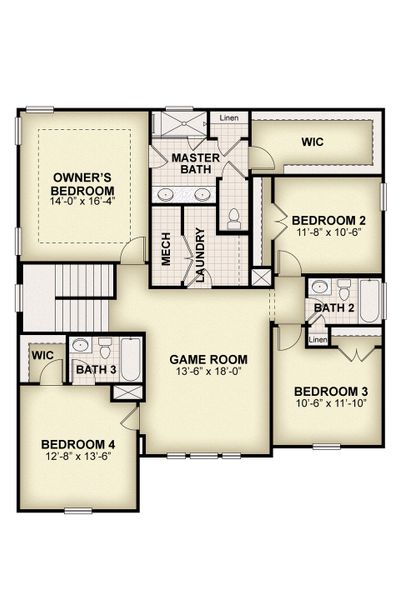 2D floor plan layout for the Faulkner by Rockwell Homes in Northlake at Ovation, Winter Garden, FL (Image 6). 2D floor plan layout for the Faulkner by Rockwell Homes in Northlake at Ovation, Winter Garden, FL (Image 6).