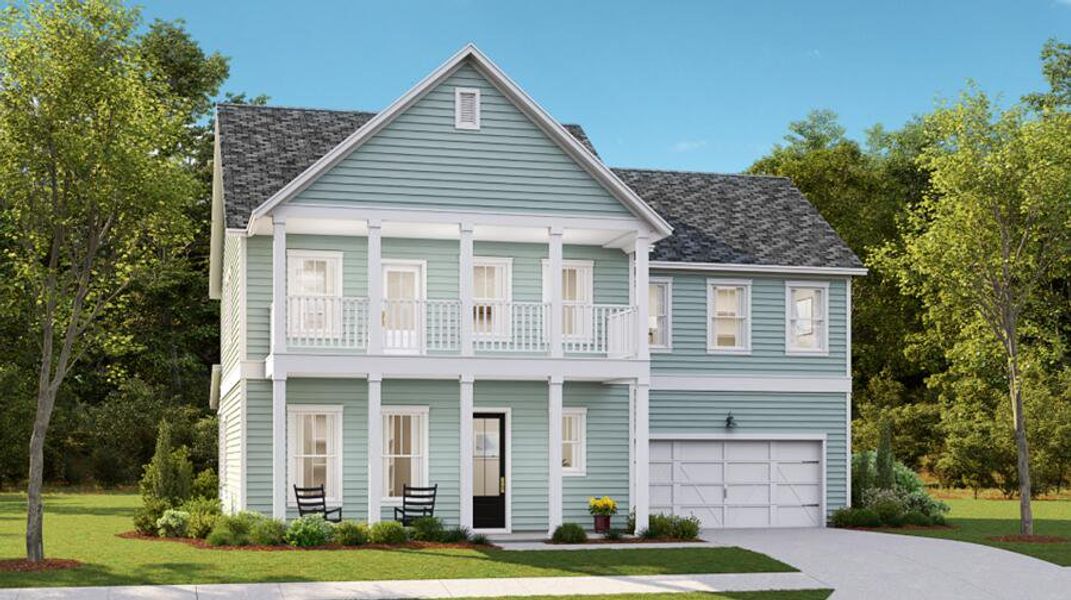Front exterior of a new home in Carnes Crossroads: Coastal Collection, Summerville, SC, highlighting curb appeal (Image 2).