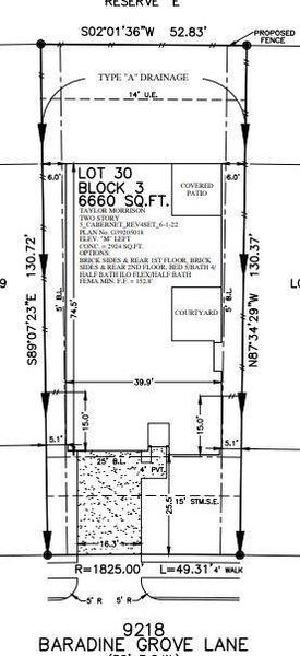 9218 Baradine Grove Lane preliminary plot plan