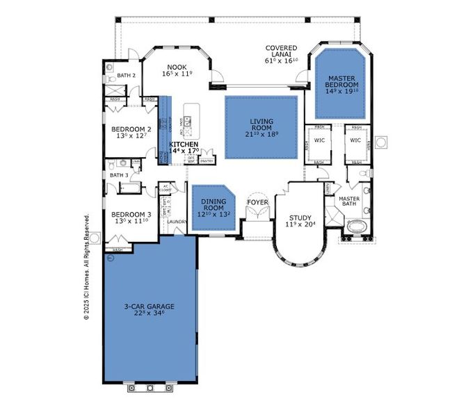2D floor plan layout of this home in Amelia National, Fernandina Beach, FL (Image 2).