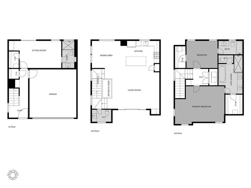 Thoughtfully arranged across three levels, the floor plan balances open gathering spaces with private retreats. From the expansive living level to the secluded primary suite above, each floor serves a distinct purpose while contributing to a cohesive living experience.