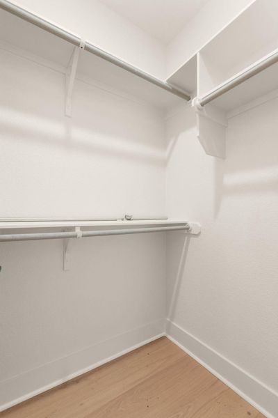 Walk in closet featuring light wood-style flooring
