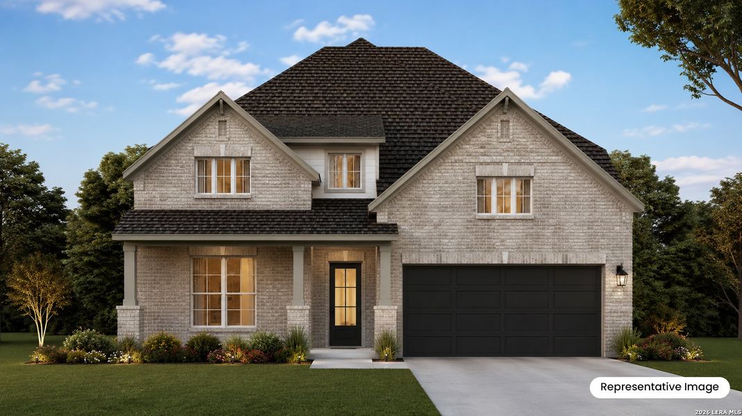 Front exterior of a new home in Ladera, San Antonio, TX, highlighting curb appeal (Image 1). Front exterior of a new home in Ladera, San Antonio, TX, highlighting curb appeal (Image 1).
