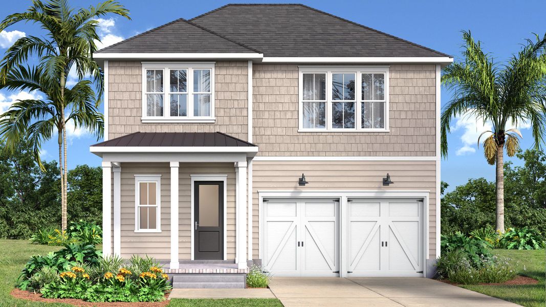Front exterior of a new home in Midtown at Nexton, Summerville, SC, highlighting curb appeal (Image 1).