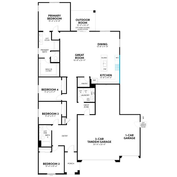 2D floor plan layout for the Ironwood by Brookfield Residential in Mariposa at Blossom Rock, Apache Junction, AZ (Image 7). 2D floor plan layout for the Ironwood by Brookfield Residential in Mariposa at Blossom Rock, Apache Junction, AZ (Image 7).