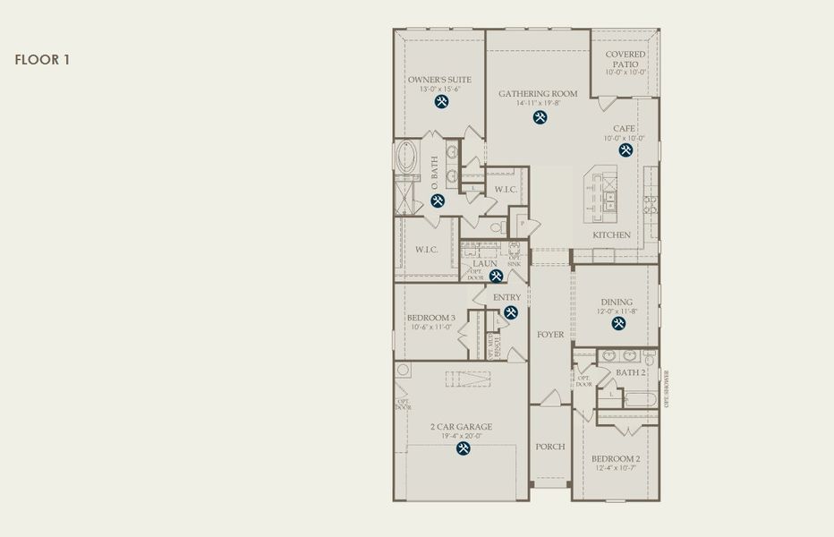 2D floor plan layout for the Berclair by Pulte Homes in Davis Ranch, San Antonio, TX (Image 3).