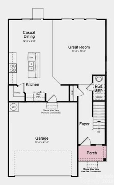 First Floor Plan - Additional Highlights Include: transom window at primary bath and extended laminate flooring to great room