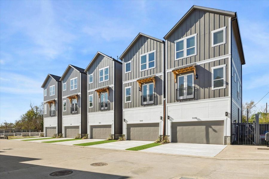 Front exterior of a new home in Paul Quinn Heights, Houston, TX, highlighting curb appeal (Image 27).