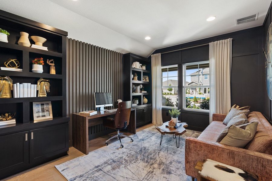 Furnished interior view inside a new home in Park Collection at Lariat, Liberty Hill (Image 30). Furnished interior view inside a new home in Park Collection at Lariat, Liberty Hill (Image 30).