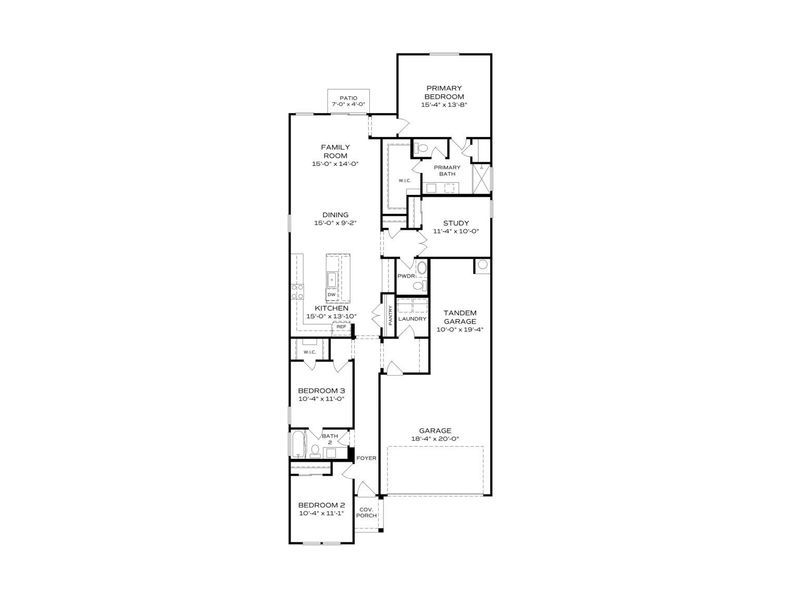 2D floor plan layout for the The Nantucket A by Davidson Homes LLC in South Ranch Destination Collection, Prescott, AZ (Image 3).