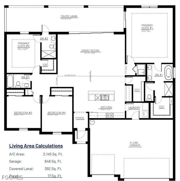 2D floor plan layout of this home in Cape Coral, Cape Coral, FL (Image 5).