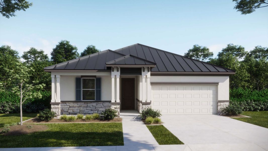 Front exterior of a new home in The Vue, Satellite Beach, FL, highlighting curb appeal (Image 3).