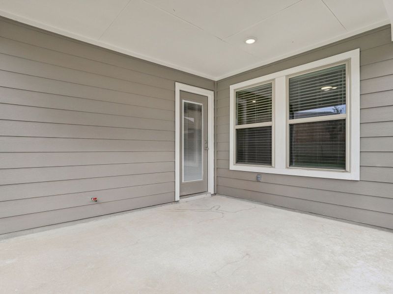 Back Patio of elevation C of a Briscoe in a Meritage Homes community. Back Patio of elevation C of a Briscoe in a Meritage Homes community.